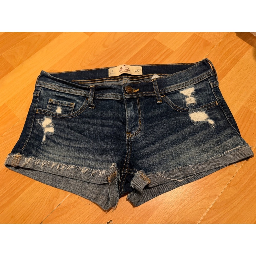 Hollister Y2K Women's Low Rise Distressed Denim Blue Jean Shorts